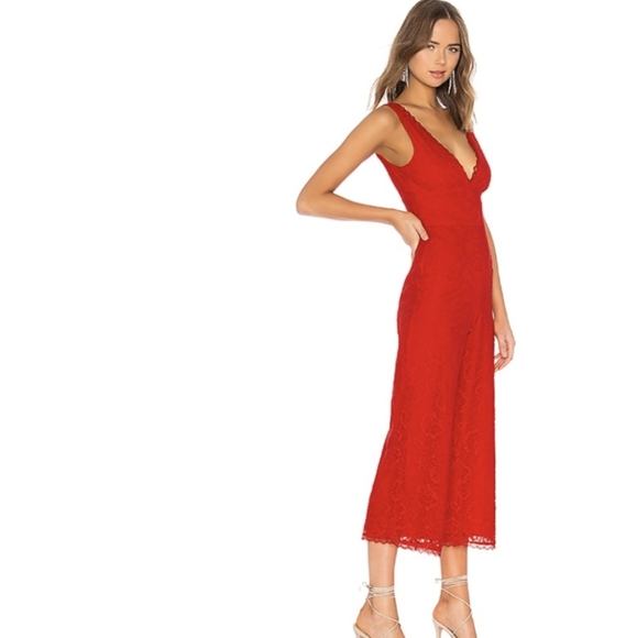 Lovers + Friends Pants - Lovers + Friends NWT Red Kenneth Lace Jumpsuit